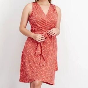 Hawthorn 41 Kaylee Pink and White Polka Dot Surplice Faux Wrap Dress- NWT